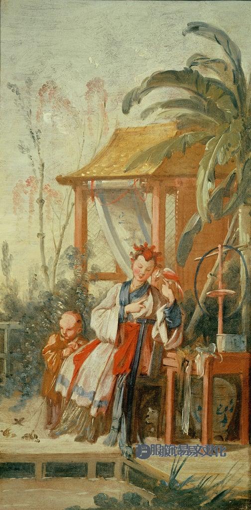 弗朗索瓦布歇-中国园林，挂毯漫画研究，1742 年