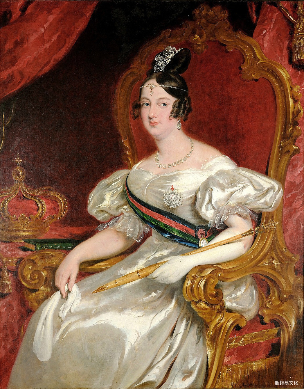 ab。1834 年约翰·辛普森 - 葡萄牙女王玛丽亚二世的肖像(巴西帝国博物馆)