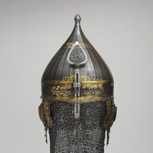Helmet, Steel, iron, gold, silver, copper alloy, Turkish, probably Istanbul