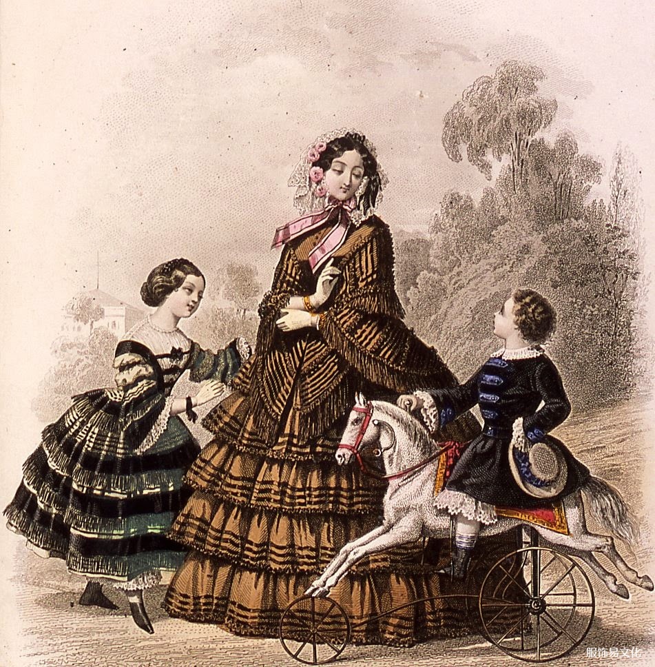 浪漫主义时期服装1848-1862：荷叶边连衣裙