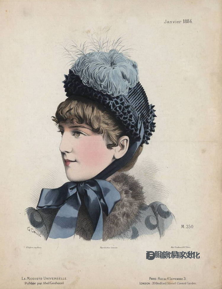 女帽 - La Modiste universelle 的彩色石版画，1882-1899