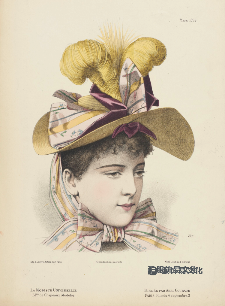女帽 - La Modiste universelle 的彩色石版画，1882-1899
