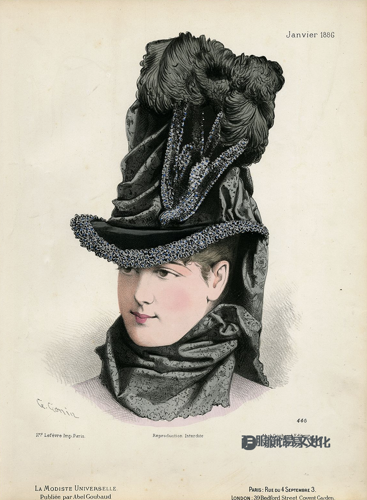 女帽 - La Modiste universelle 的彩色石版画，1882-1899