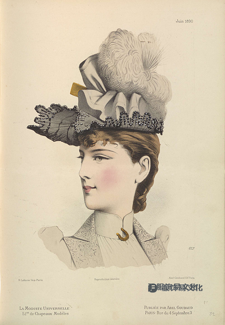 女帽 - La Modiste universelle 的彩色石版画，1882-1899