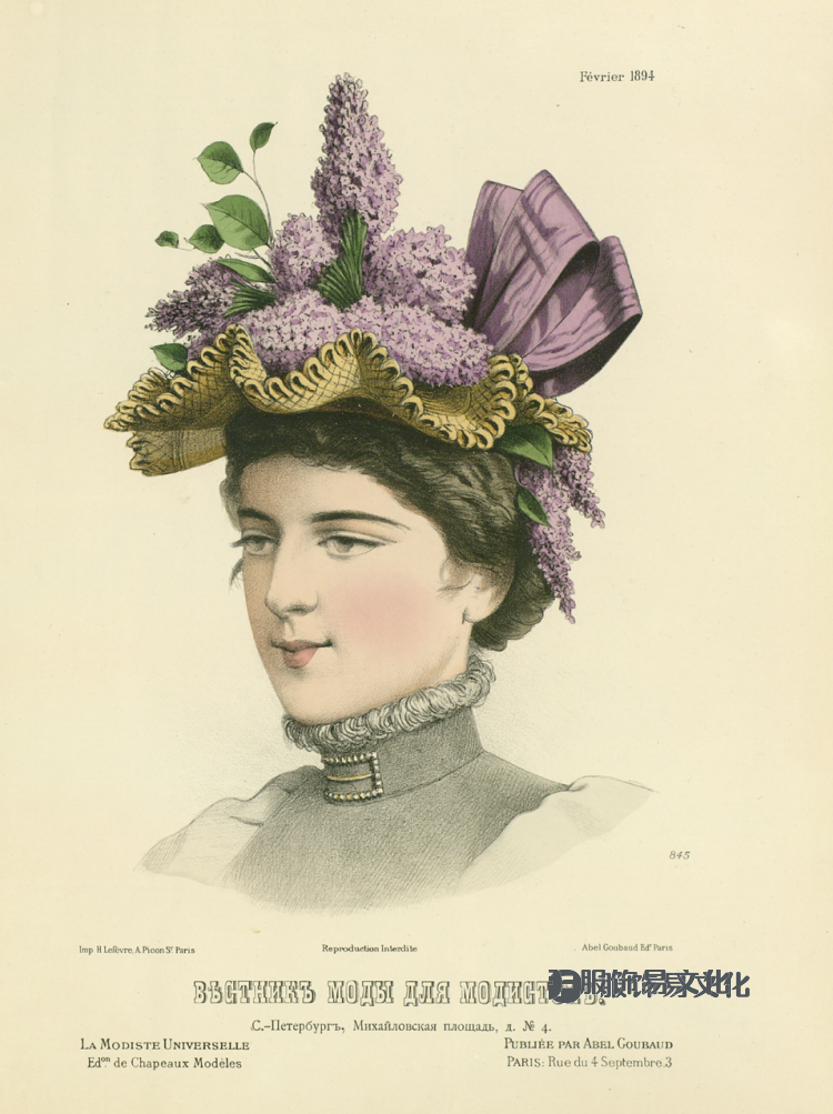 女帽 - La Modiste universelle 的彩色石版画，1882-1899