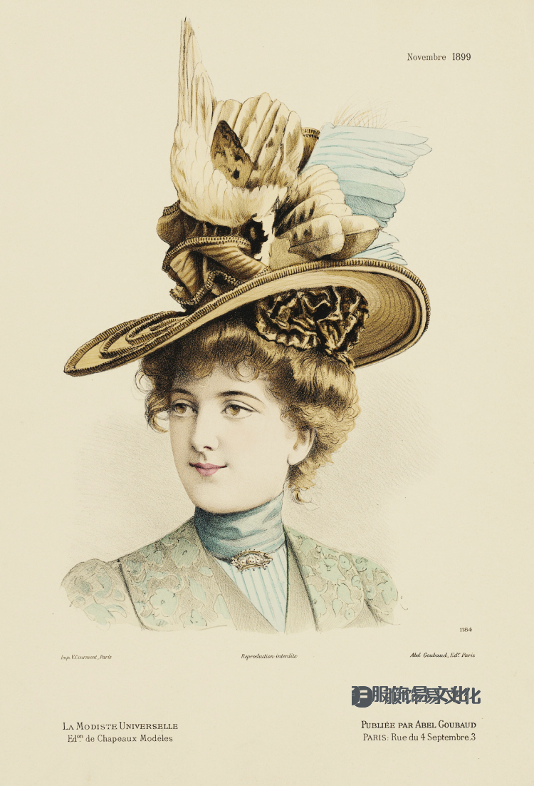 女帽 - La Modiste universelle 的彩色石版画，1882-1899