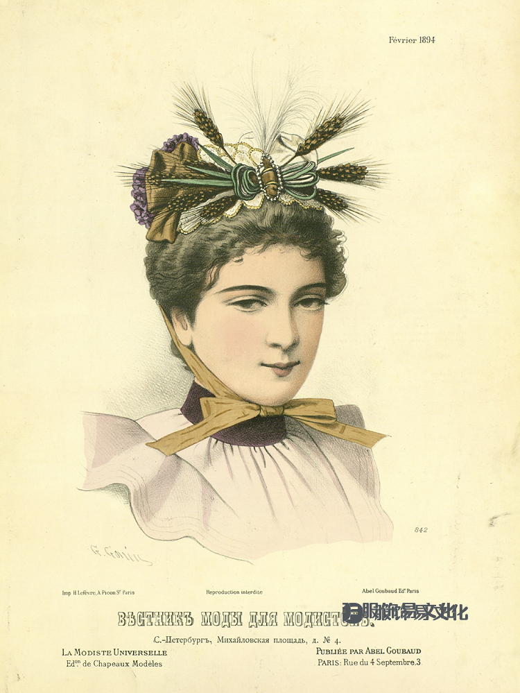 女帽 - La Modiste universelle 的彩色石版画，1882-1899