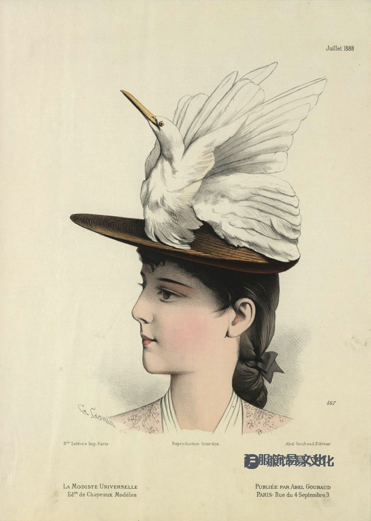 女帽 - La Modiste universelle 的彩色石版画，1882-1899