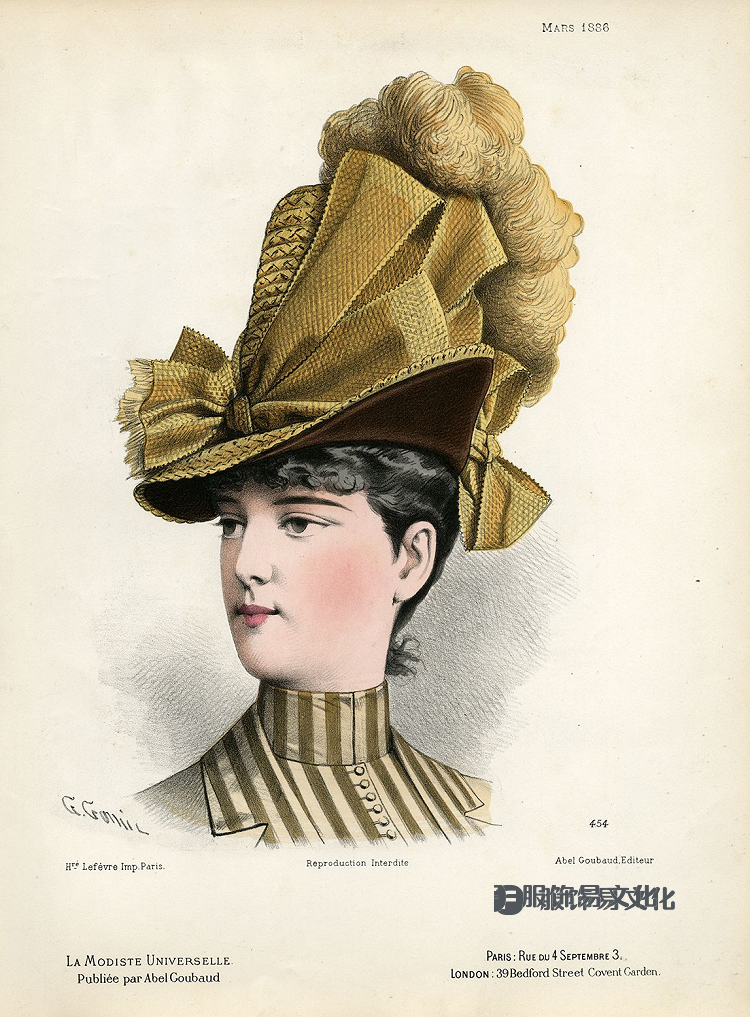 女帽 - La Modiste universelle 的彩色石版画，1882-1899