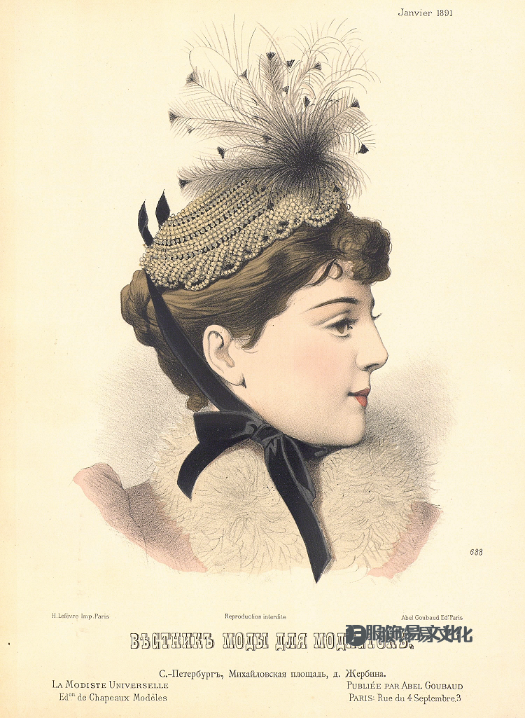 女帽 - La Modiste universelle 的彩色石版画，1882-1899