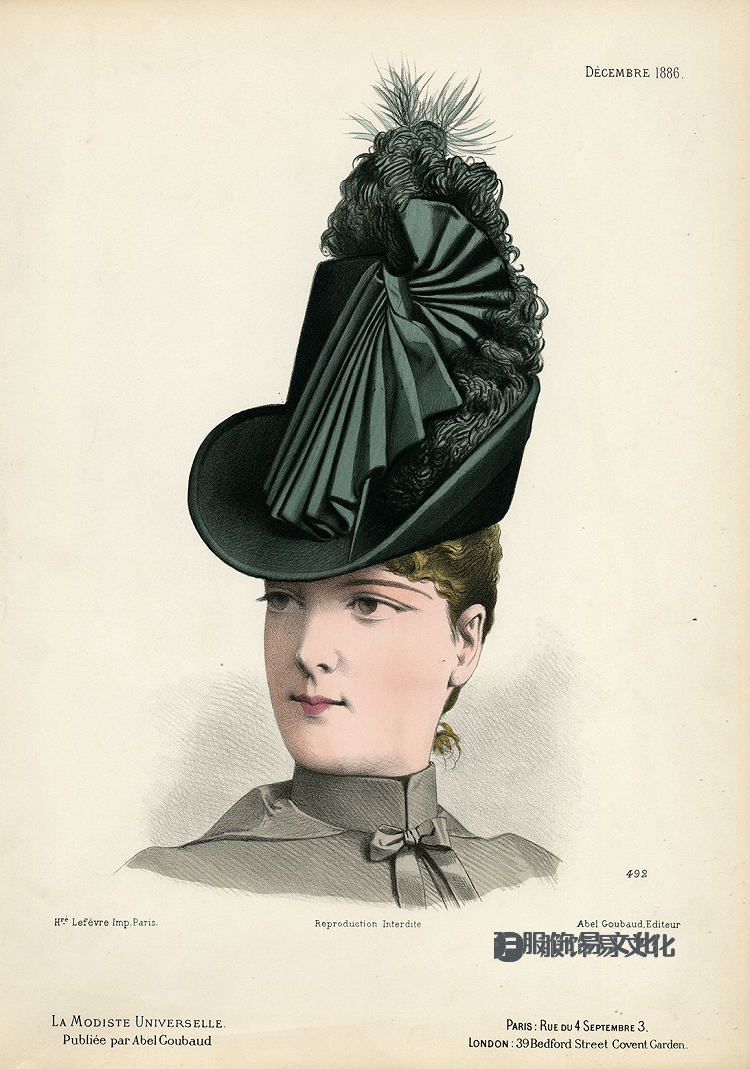 女帽 - La Modiste universelle 的彩色石版画，1882-1899