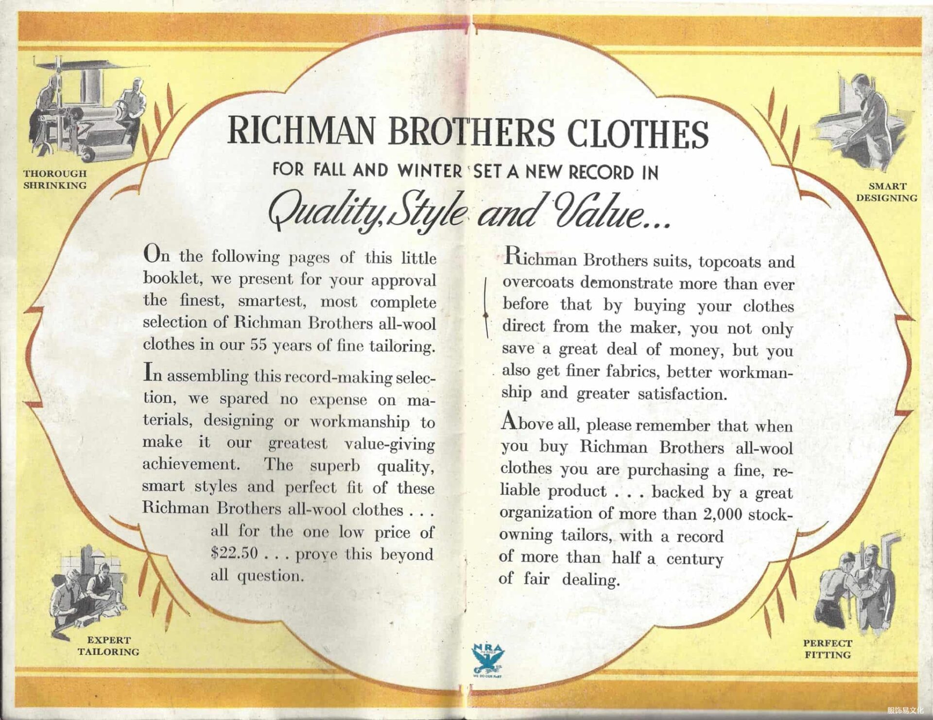 1930 年代，RICHMAN BROS. 男装秋冬款式小册子