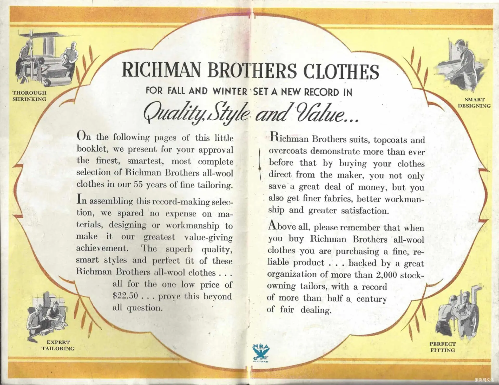 1930 年代，RICHMAN BROS. 男装秋冬款式小册子