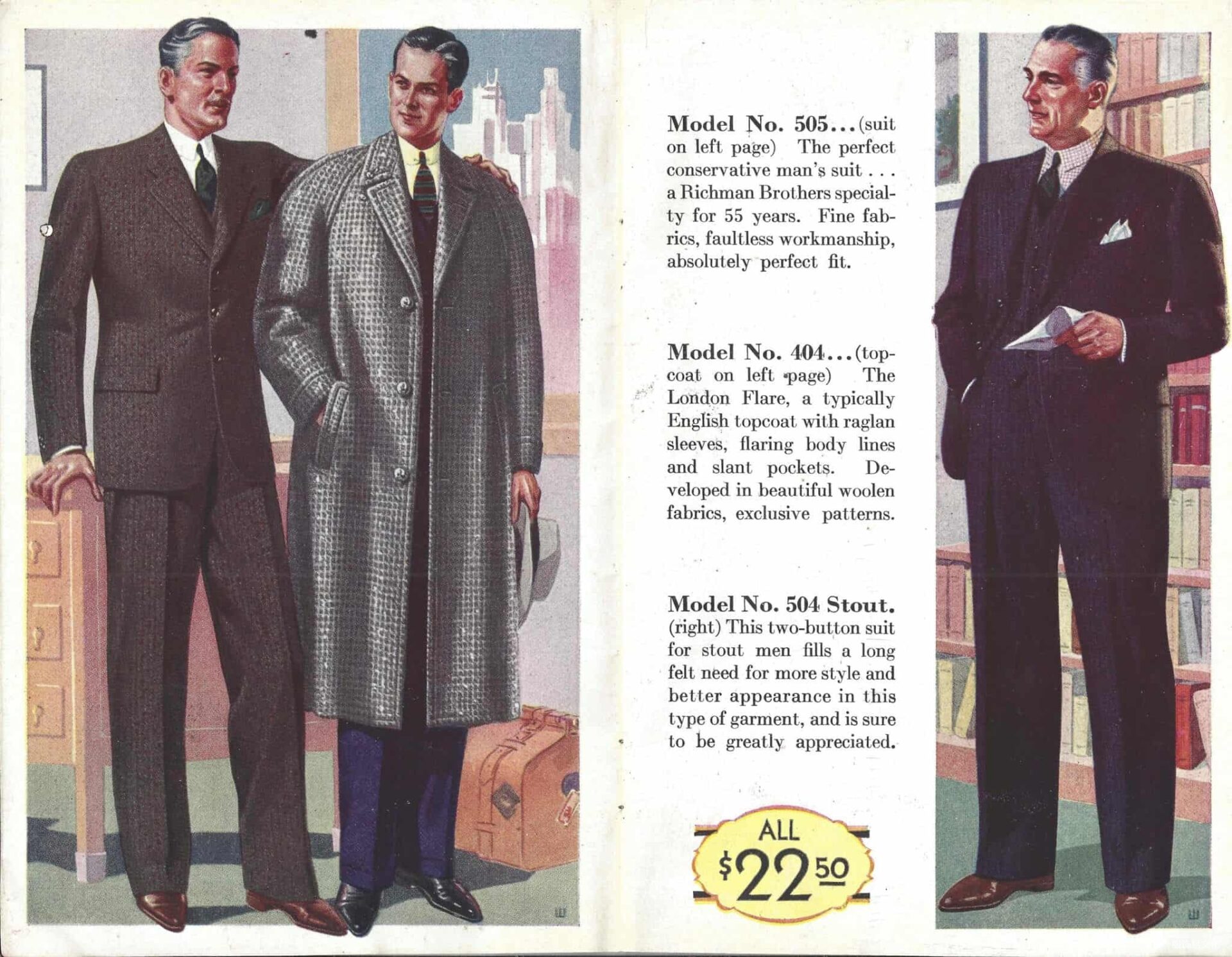 1930 年代，RICHMAN BROS. 男装秋冬款式小册子
