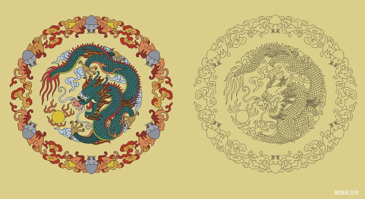 中国龙图案矢量图