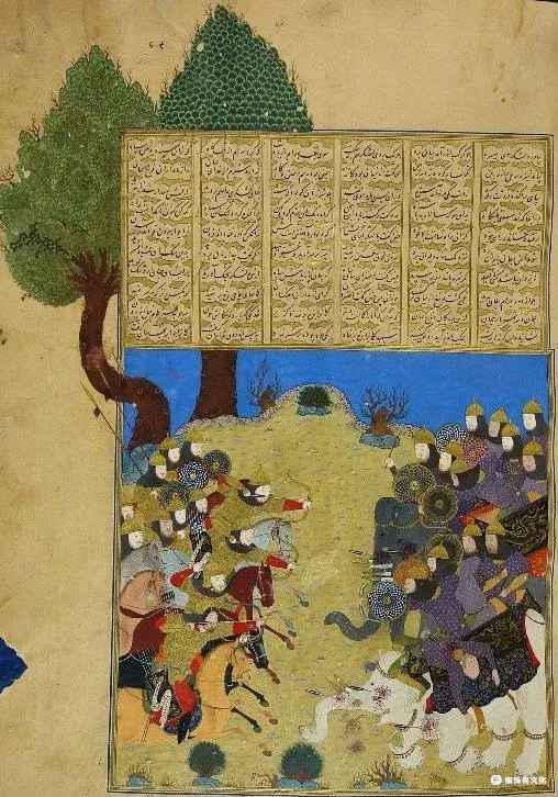 1430年,拜松古尔抄录的菲尔多西《列王纪》中的帖木儿服饰和士兵