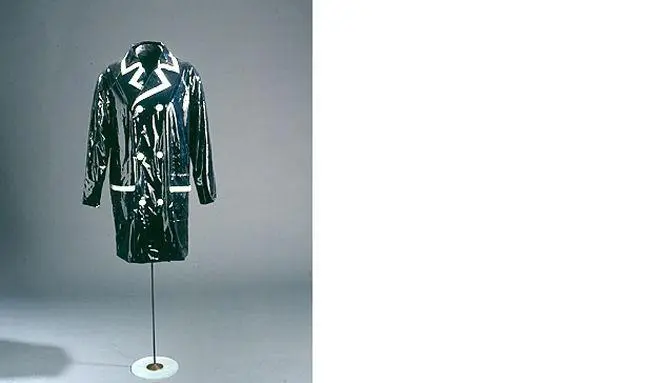 黑色塑料欧普艺术雨衣