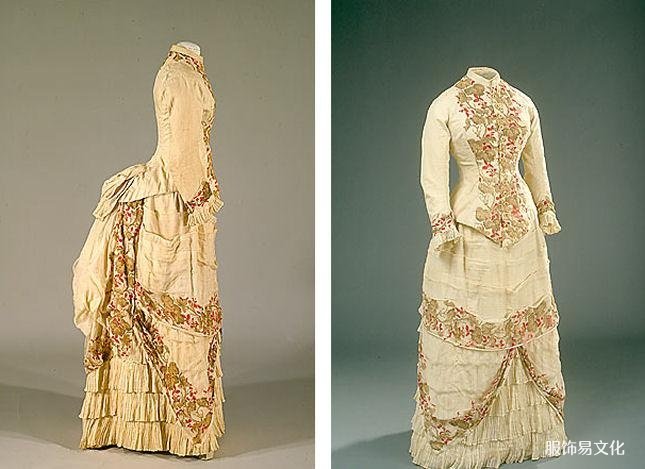 米色夏季连衣裙，小号，大约。 1885年