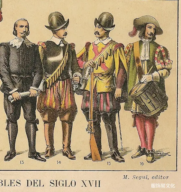 西班牙历史上的服装和武器。-17 世纪