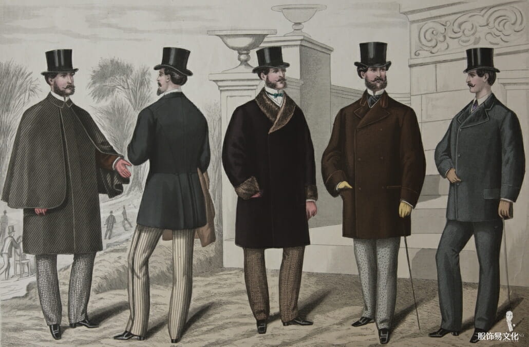 1871 年 2 月的维多利亚外套 - 另请注意裤子的图案