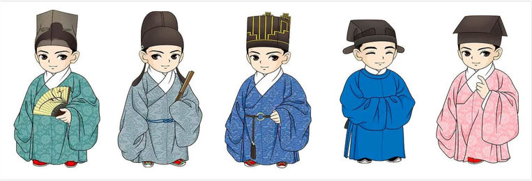 明代（1368 年至 1644 年）不同类型的平民布帽（官帽）