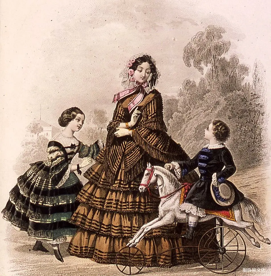 浪漫主义时期服装1848-1862：荷叶边连衣裙