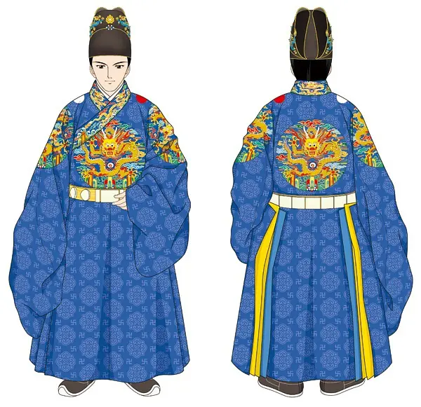 皇帝四团龙直身示意图