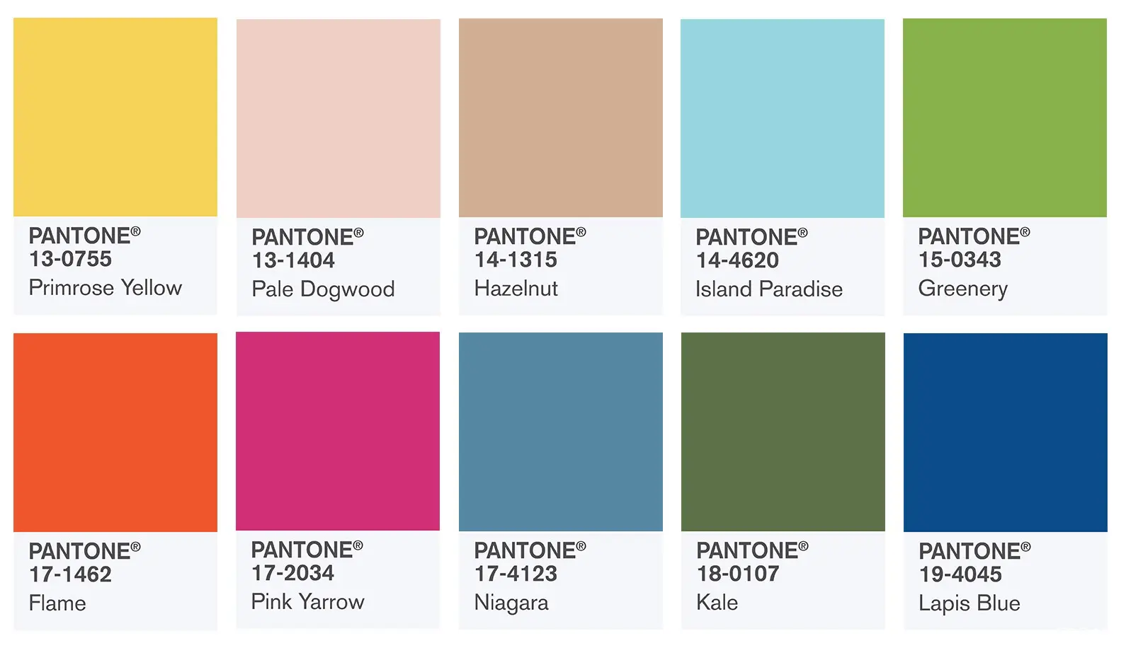 Pantone Institute 的色调预测示例(2017 年秋冬)。