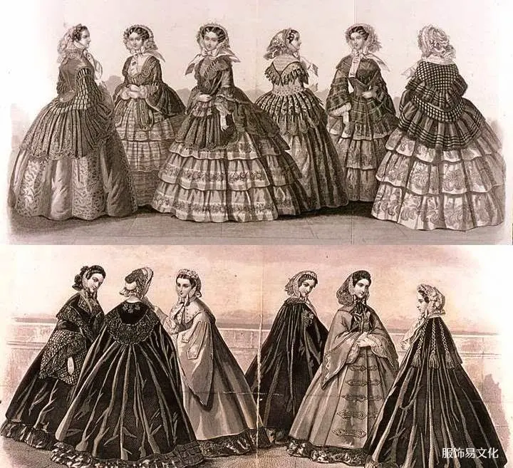 浪漫主义时期服装1848-1862：荷叶边连衣裙