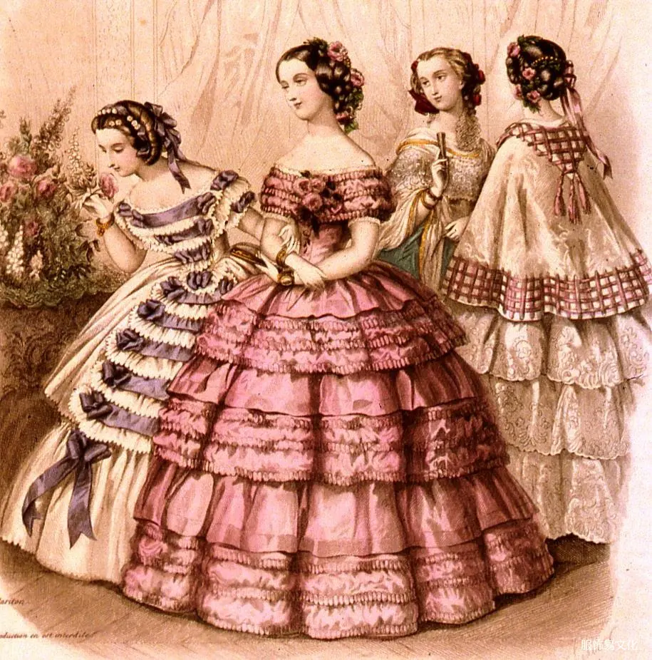 浪漫主义时期服装1848-1862：荷叶边连衣裙