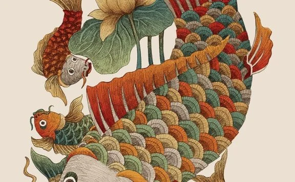 中国元素鱼图案