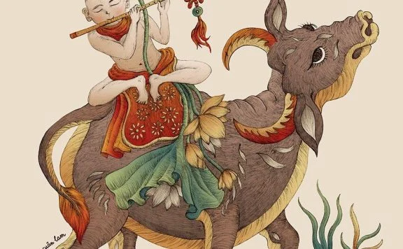 牧童,孩子,牛图案