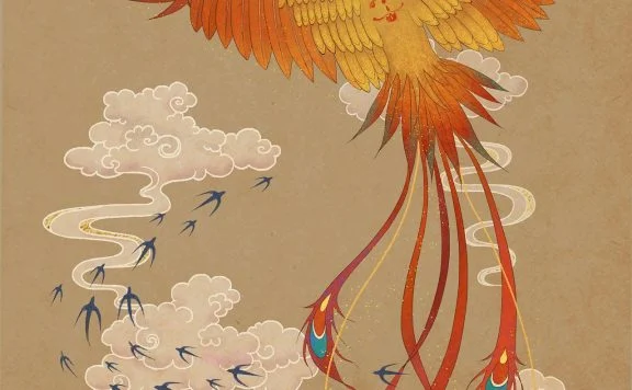 中国风格图案凤凰-山海经